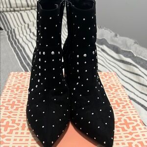 GB Elegant Black Studded Ankle Boots